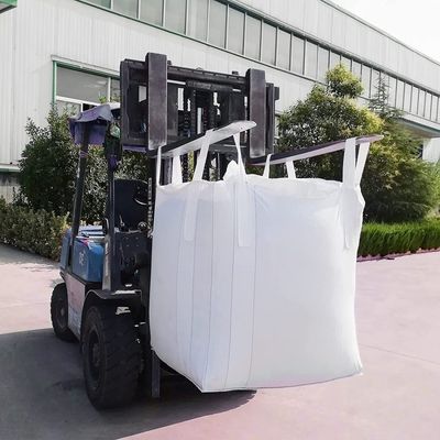 ถุง PP Fibc Jumbo ก้นแบนระบายอากาศได้ 1 ตันสำหรับซีเมนต์ก่อสร้างฟืน