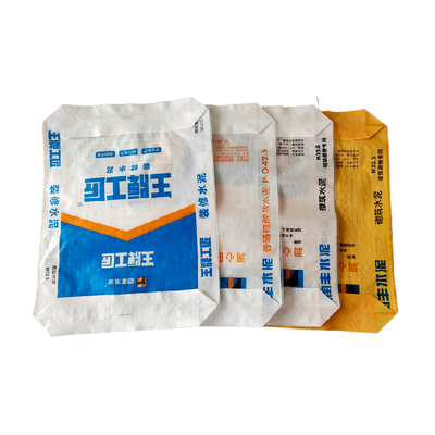 ถุงซีเมนต์วาล์ว PP 80GSM เคลือบ พิมพ์หลายสี 20-50 กก.