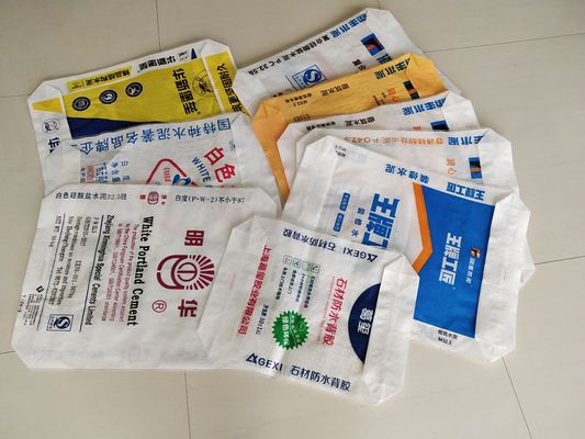 ถุงซีเมนต์วาล์ว PP 80GSM เคลือบ พิมพ์หลายสี 20-50 กก.