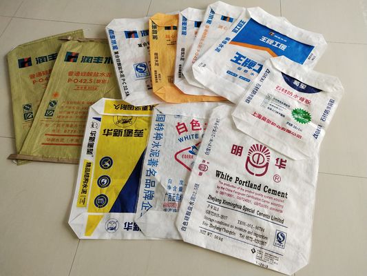ถุงซีเมนต์วาล์ว PP 80GSM เคลือบ พิมพ์หลายสี 20-50 กก.