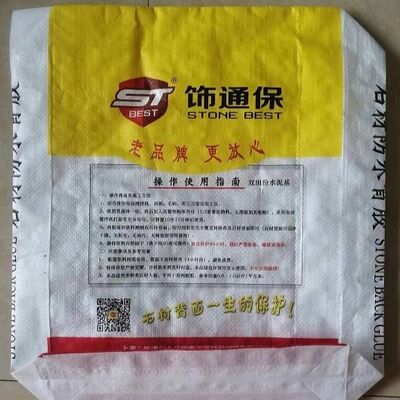 ถุงวาล์ว PP ทอเคลือบ BOPP กันความชื้น สำหรับ 20 กก. 25 กก. 30 กก. กาวด้านหลังหินผสมแห้ง