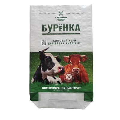 กระเป๋าอาหารสัตว์ BOPP พิมพ์ เปิดด้านบนเย็บด้านล่าง กันน้ํา กระเป๋าผสม PP สําหรับอาหารสัตว์