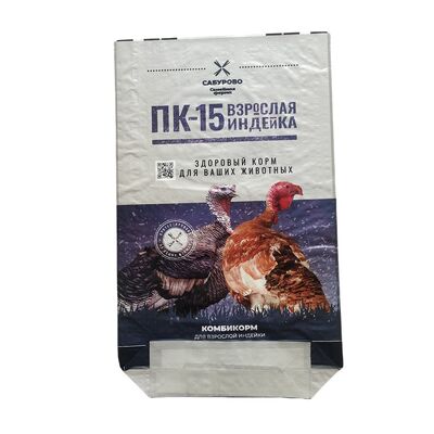 กระเป๋าอาหารสัตว์ BOPP พิมพ์ เปิดด้านบนเย็บด้านล่าง กันน้ํา กระเป๋าผสม PP สําหรับอาหารสัตว์